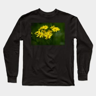 Yellow daisy flowers on dark background Long Sleeve T-Shirt